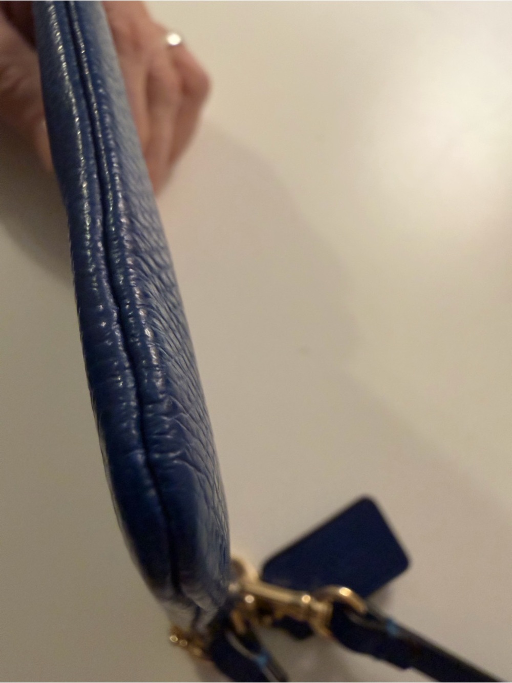 Coach Blue Leather Wristlet with Gold Logo - Picture 6 of 8